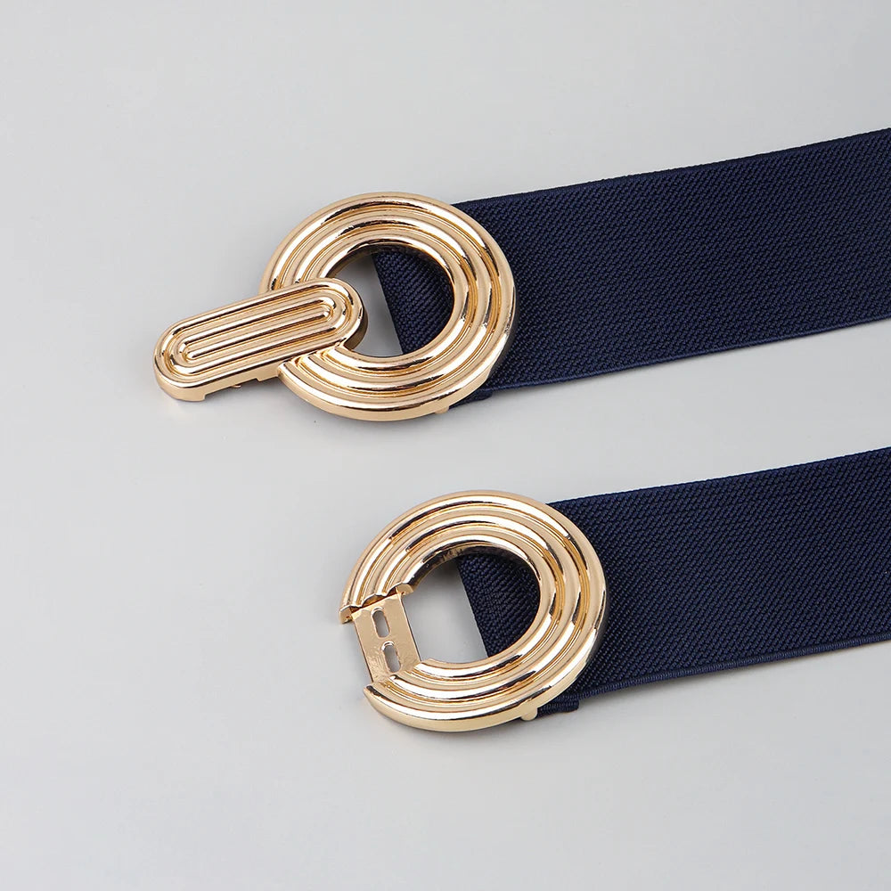 Fashion Dress Belts for Women Simple Waist Elastic Ladies Band Round Buckle Decoration Coat Sweater Party Belt Girdle Belt Gift