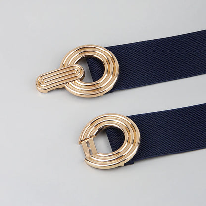 Fashion Dress Belts for Women Simple Waist Elastic Ladies Band Round Buckle Decoration Coat Sweater Party Belt Girdle Belt Gift
