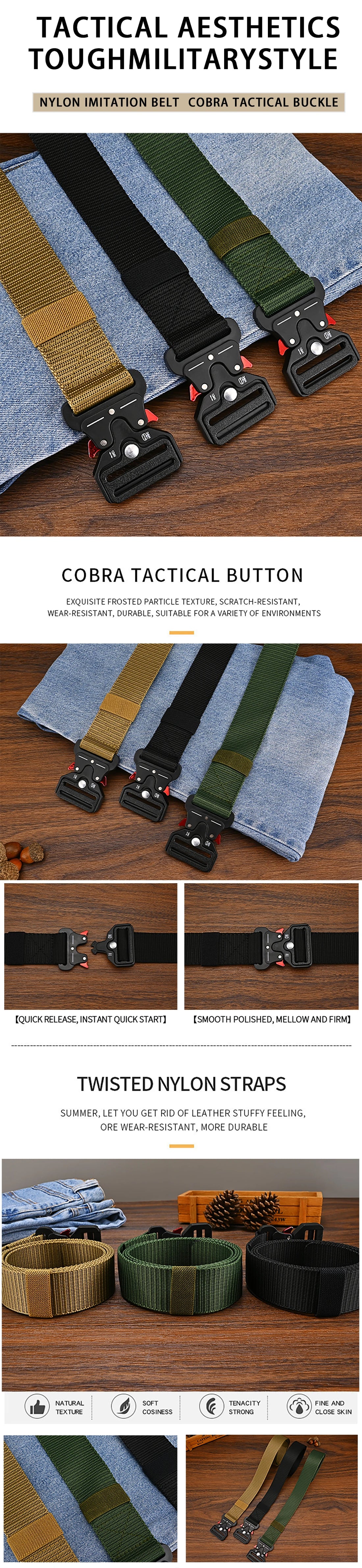Versatile Men's Tactical Belts - Durable, Adjustable Design-For Outdoor Sports Enthusiasts，Pair with Pants Jeans，For Men Women ﻿