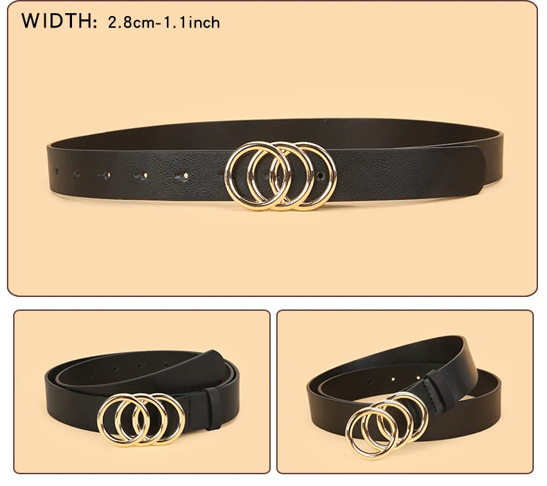 3pc Women'S Minimalist and Stylish Versatile Belts, Classic Belts for Jeans and Dresses, Solid Color Elegant Belts