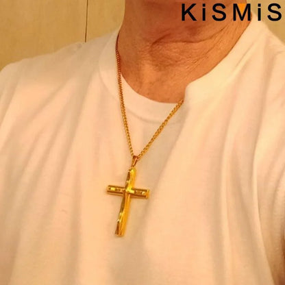Mens Cross Pendant Necklace Hip Hop Jewelry Fashion Trendy Chain for Men Gift Accessories Stylish Necklace