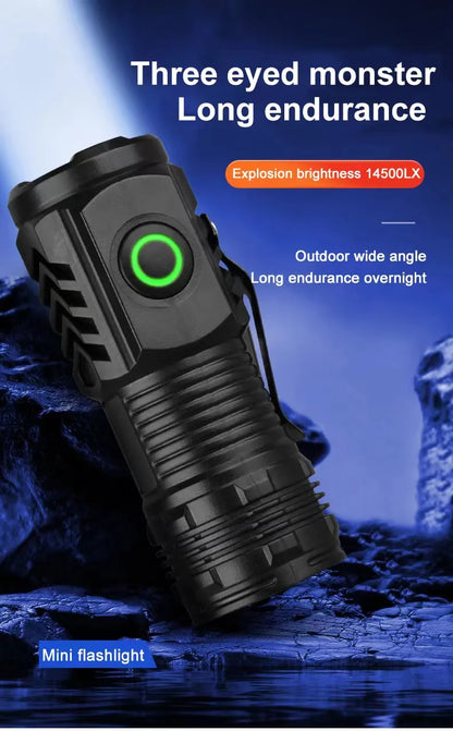 LED Strong Light Flashlight Rechargeable Multi functional for Long Range Portable Outdoor