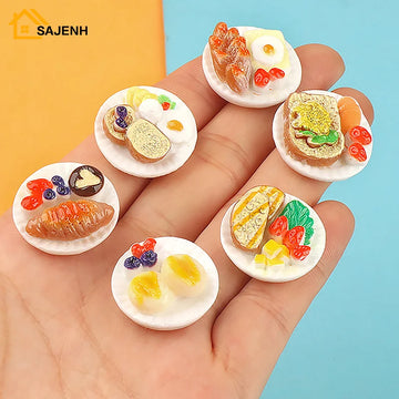 6pcs/set Dollhouse Small Ornaments Miniature Treat Plate DIY Miniature Landscape Fairytale Garden Decoration Accessories