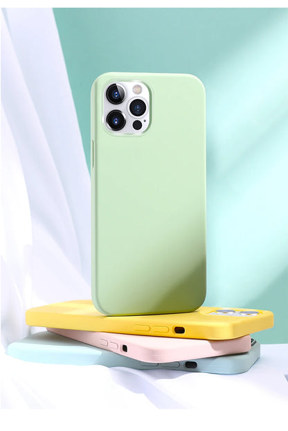 Original Liquid Silicone Case For iPhone 15 14 11 13 12 Pro Max Mini XR X XS 8 7 6 Plus Luxury Phone Cases Shockproof Soft Cover