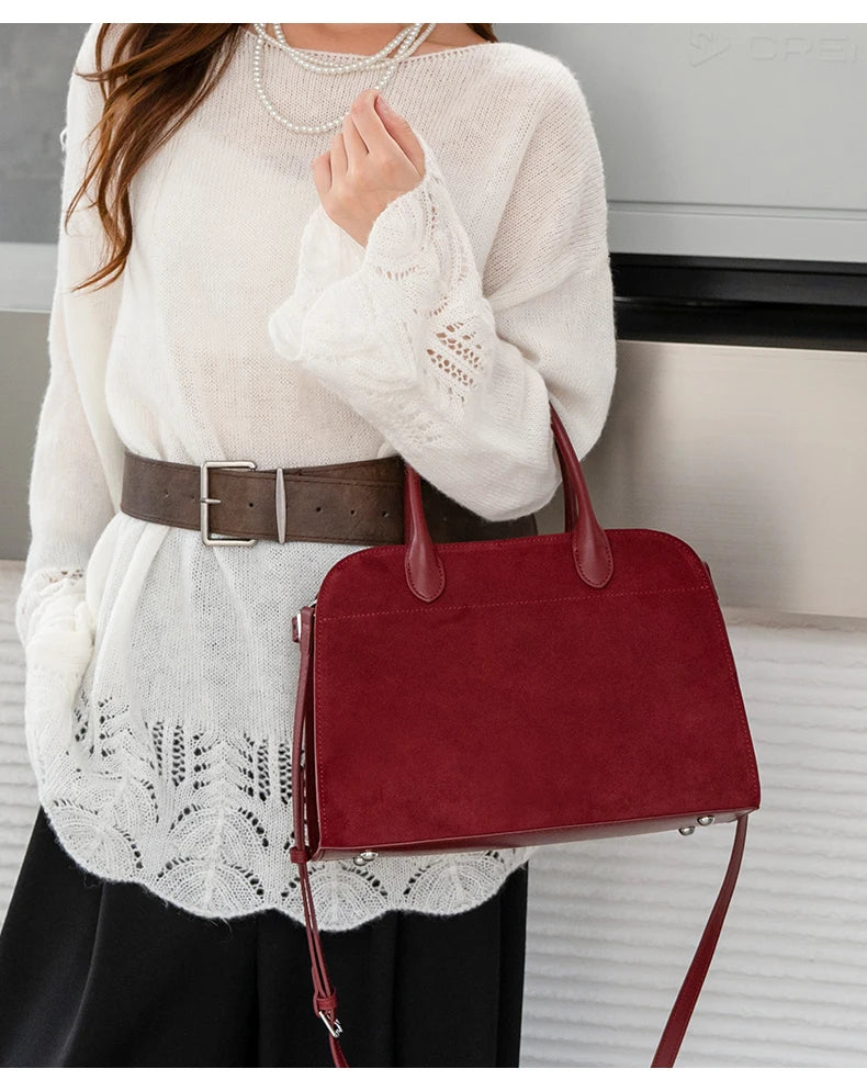 Autumn winter women's Natural Suede leather Crossbody Bag designer Genuine leather