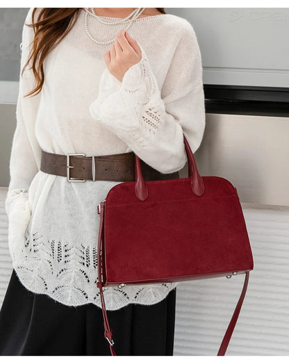 Autumn winter women's Natural Suede leather Crossbody Bag designer Genuine leather