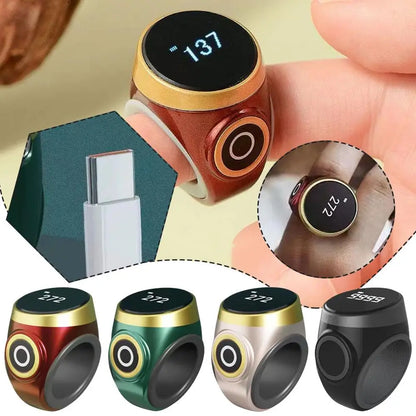 Smart Digital Tasbih Ring Vibration Prayer Time Reminder Prevents Forgot Count Miss Worship Waterproof for Daily Prayer