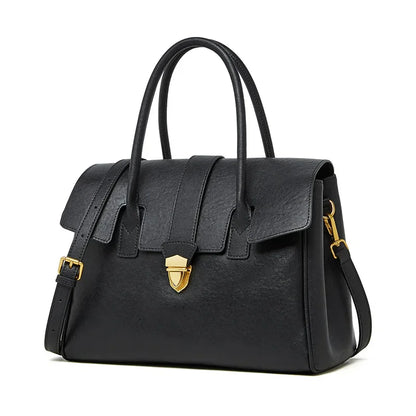 Women's Cow Real Leather Retro Shoulder Bags Ladies Natural Cowhide Bag