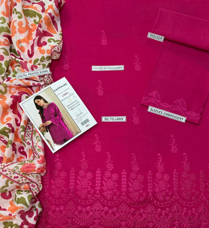 SAPPHIRE, LUXURY PRIMEIUM EMBROIDERED  LAWN SUIT