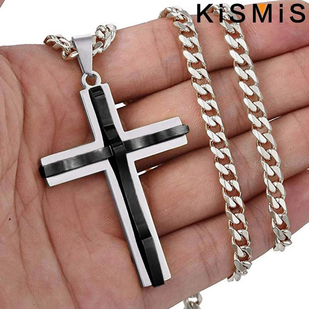 Mens Cross Pendant Necklace Hip Hop Jewelry Fashion Trendy Chain for Men Gift Accessories Stylish Necklace