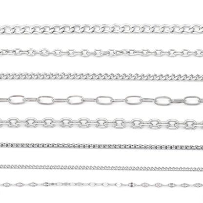 1M Stainless Steel Chain for Men Women Curb Cuban Link Chain DIY Basic Punk Choker Necklace Bracelet Hip Hop Male Jewelry Gift