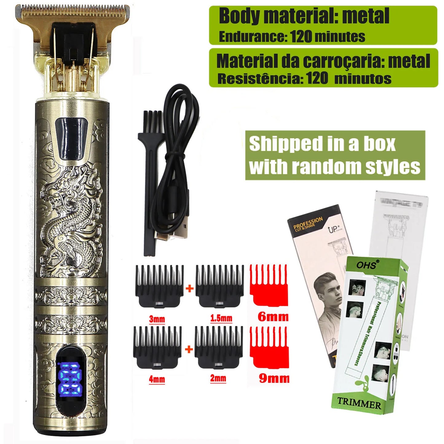 Vintage T9 Hair Clipper Beard Shaving Body Hair Trimmer Clippers Electric Men Haircut 000mm