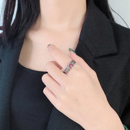925 Sterling Silver Red Zircon Rings For Women Fashion High Quality Fine Jewelry Accessories  Everything Jewellery