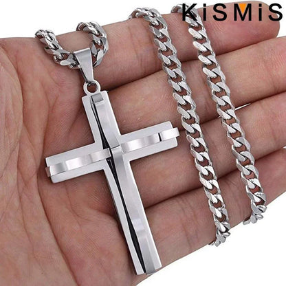Mens Cross Pendant Necklace Hip Hop Jewelry Fashion Trendy Chain for Men Gift Accessories Stylish Necklace