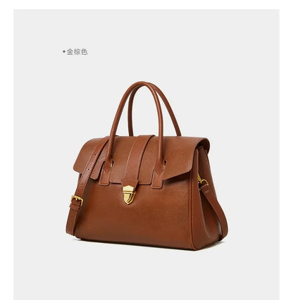Women's Cow Real Leather Retro Shoulder Bags Ladies Natural Cowhide Bag