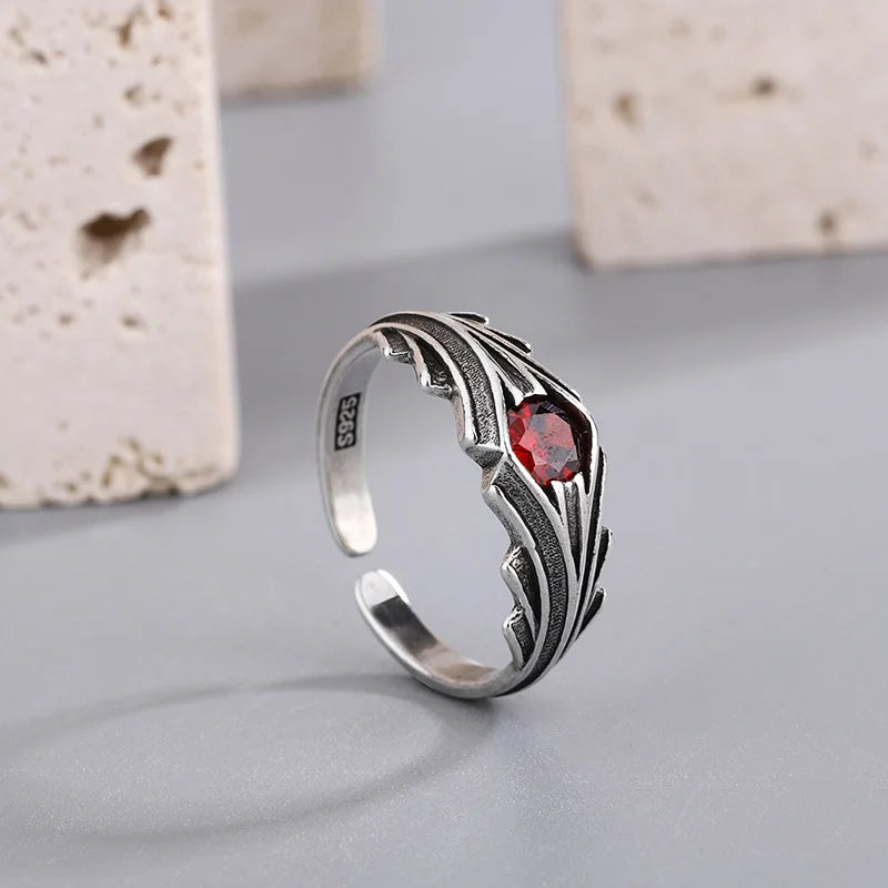 925 Sterling Silver Red Zircon Rings For Women Fashion High Quality Fine Jewelry Accessories  Everything Jewellery