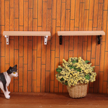 Decorative Wooden Wall Showcase for 1:12 Doll House Furniture, Miniature Storage Rack Toy.