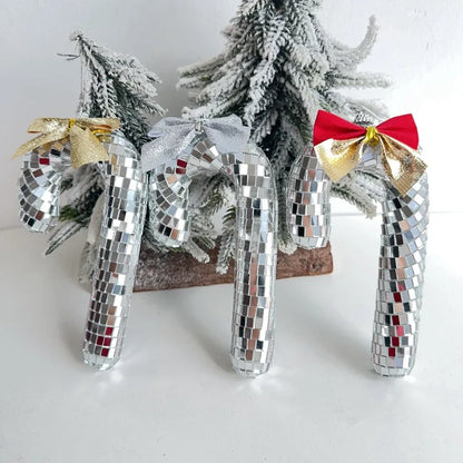 Candy Cane Disco Ball Small Walking Stick Christmas Tree Decoration Pendant Home Decoration Photography Props Decorative Items
