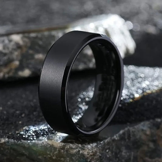 Men's Stainless Steel Rings in Black, Golden, and Silvery Colors, US Sizes 6-13, Simple Band Design.