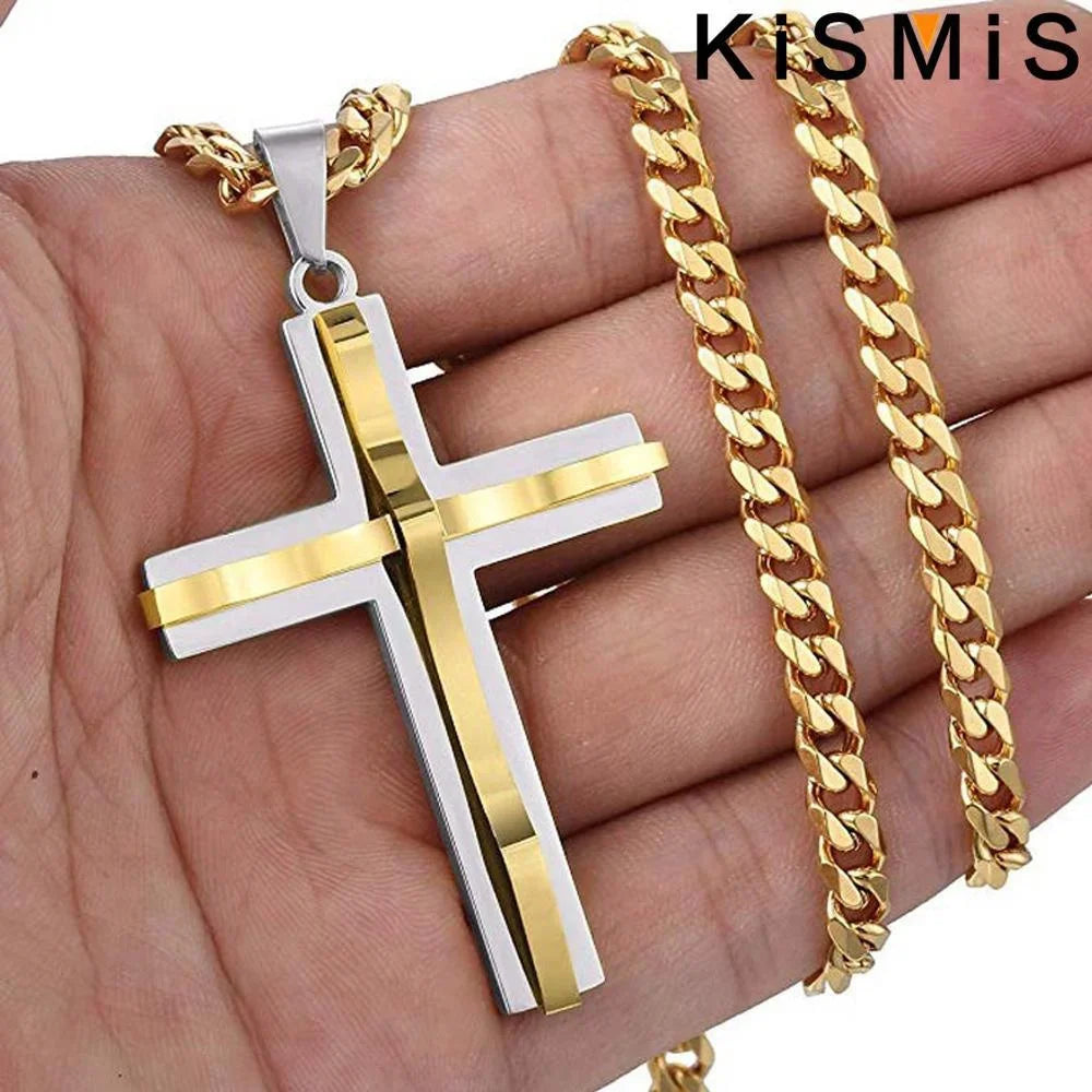 Mens Cross Pendant Necklace Hip Hop Jewelry Fashion Trendy Chain for Men Gift Accessories Stylish Necklace