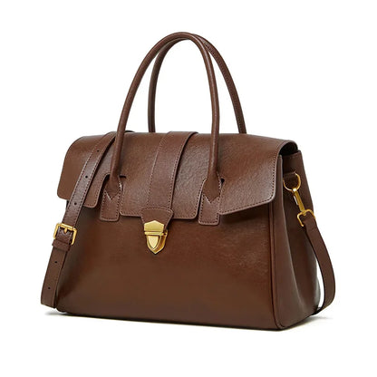 Women's Cow Real Leather Retro Shoulder Bags Ladies Natural Cowhide Bag