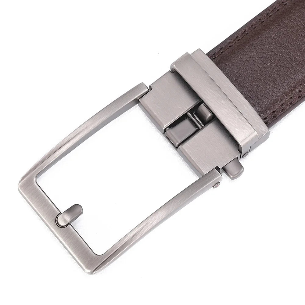 Click Belts for Men Luxury Brand Designer Automatic Buckle Real Original Genuine Leather Men's Belt Male Jeans Waist Straps