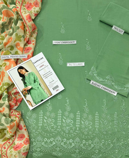 SAPPHIRE, LUXURY PRIMEIUM EMBROIDERED  LAWN SUIT