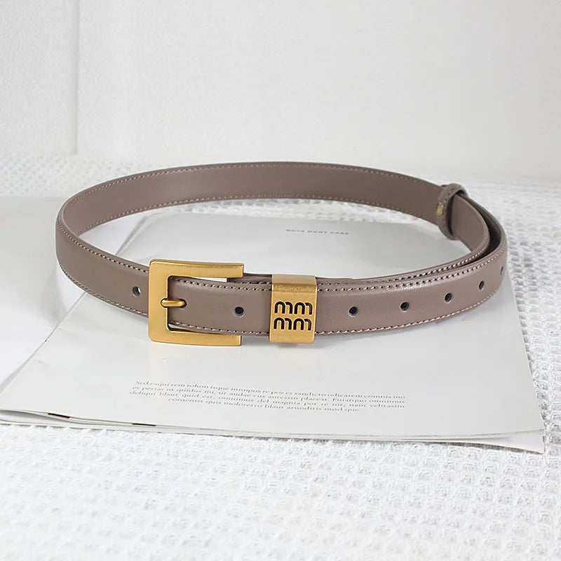Belts Women Luxury Designer Cow Split Leather Metal Golden Buckle Letter M Belt Ladies Jeans Dress Accessories Waistband