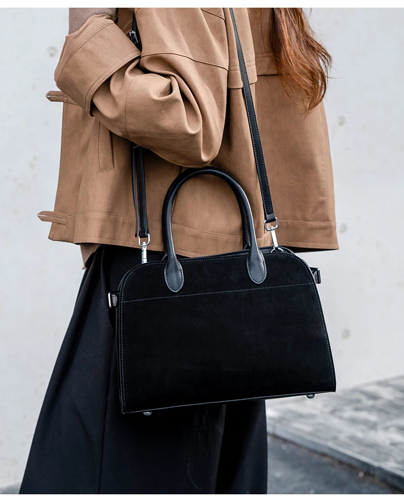 Autumn winter women's Natural Suede leather Crossbody Bag designer Genuine leather