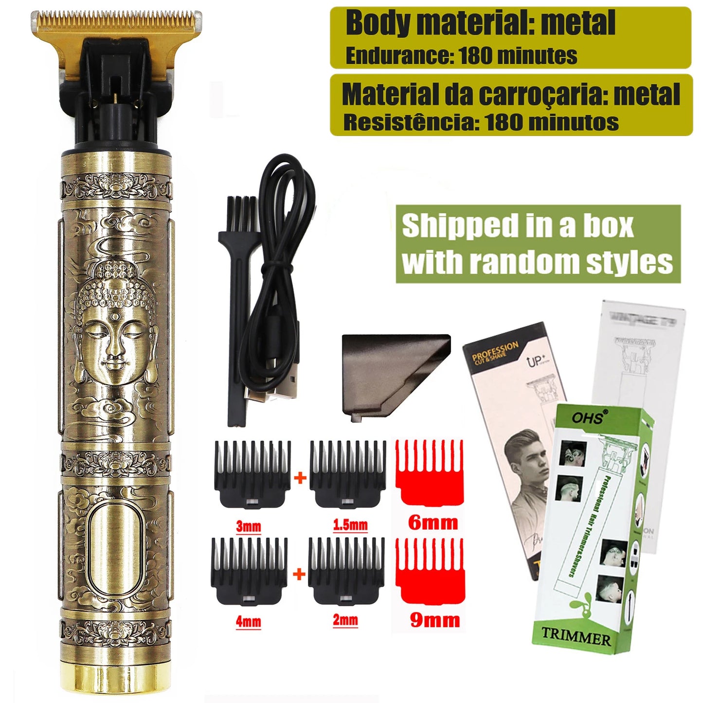 Vintage T9 Hair Clipper Beard Shaving Body Hair Trimmer Clippers Electric Men Haircut 000mm