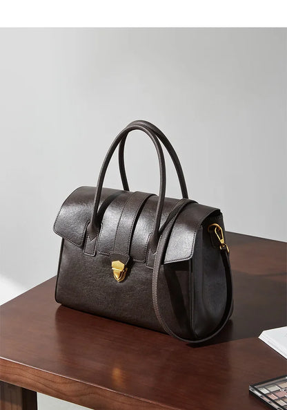 Women's Cow Real Leather Retro Shoulder Bags Ladies Natural Cowhide Bag