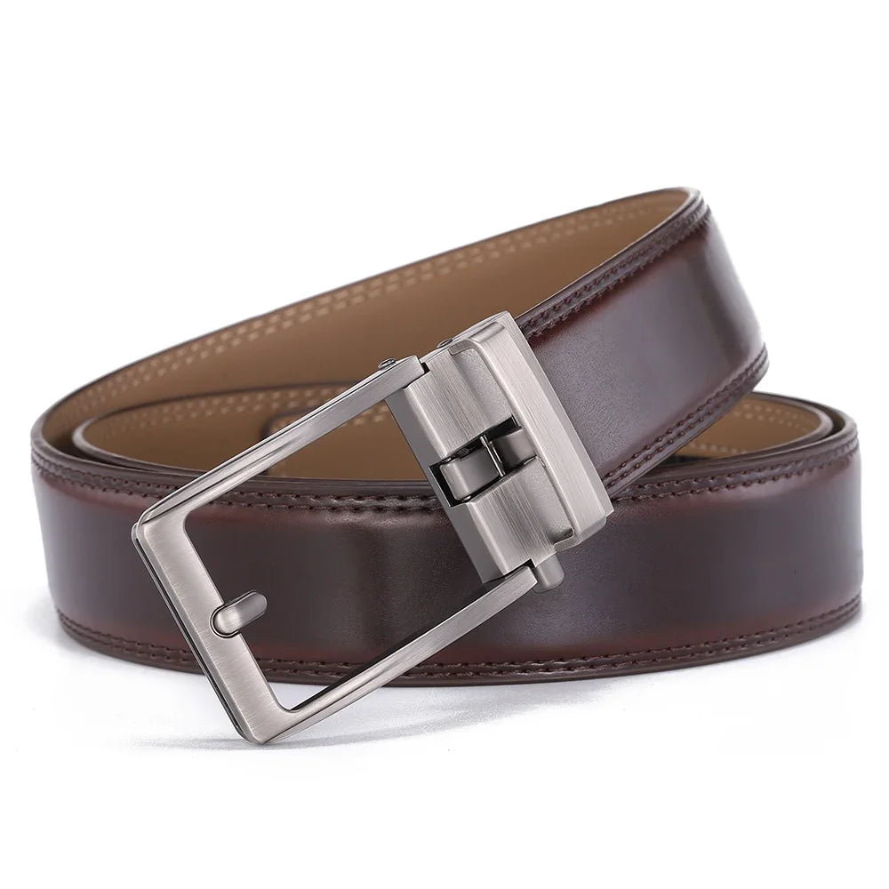 Click Belts for Men Luxury Brand Designer Automatic Buckle Real Original Genuine Leather Men's Belt Male Jeans Waist Straps