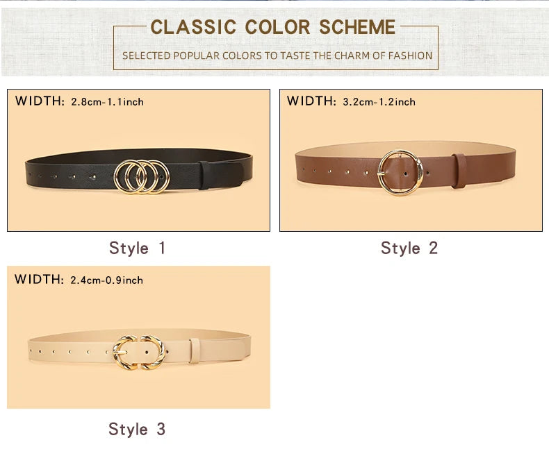 3pc Women'S Minimalist and Stylish Versatile Belts, Classic Belts for Jeans and Dresses, Solid Color Elegant Belts
