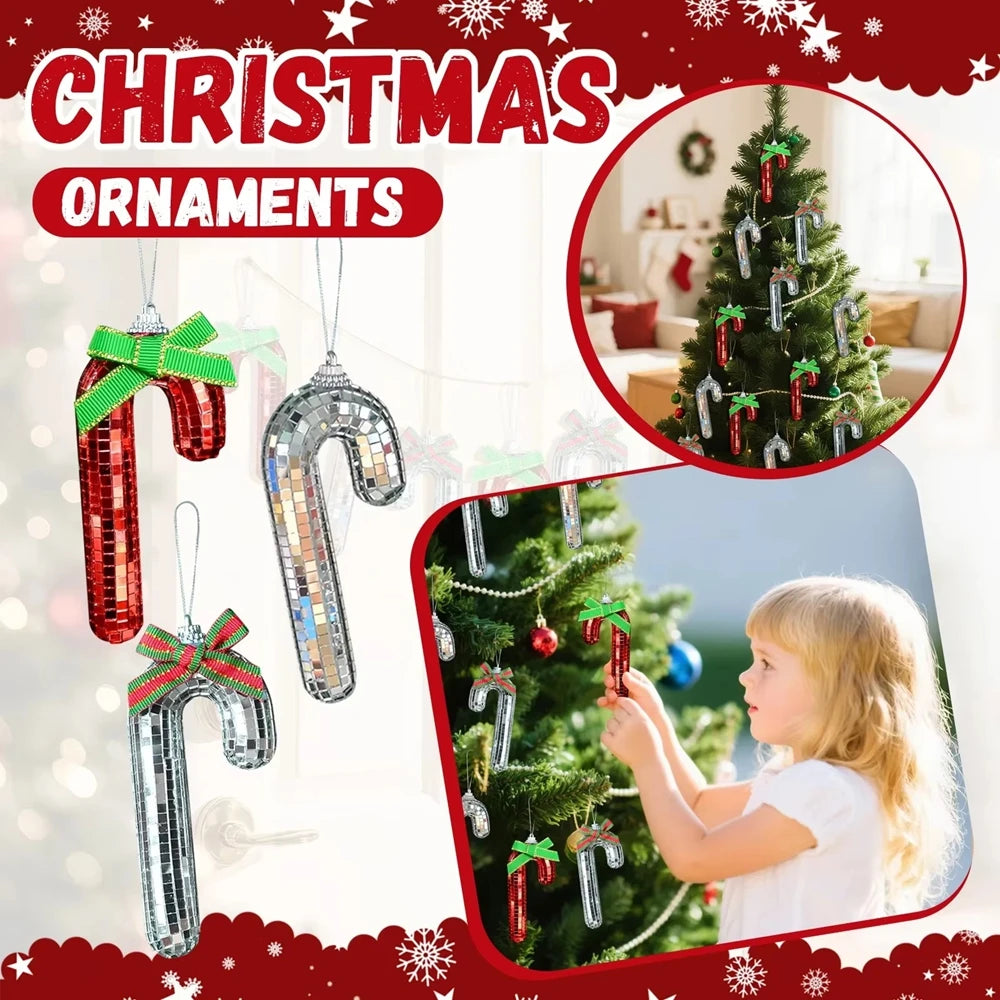 Candy Cane Disco Ball Small Walking Stick Christmas Tree Decoration Pendant Home Decoration Photography Props Decorative Items