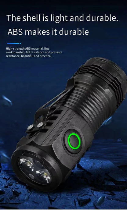 LED Strong Light Flashlight Rechargeable Multi functional for Long Range Portable Outdoor
