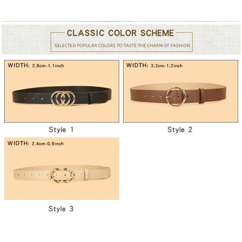 3pc Women'S Minimalist and Stylish Versatile Belts, Classic Belts for Jeans and Dresses, Solid Color Elegant Belts