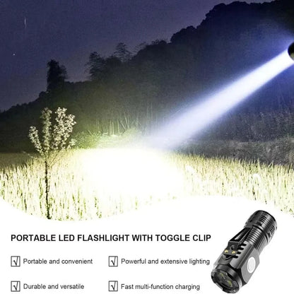 LED Strong Light Flashlight Rechargeable Multi functional for Long Range Portable Outdoor