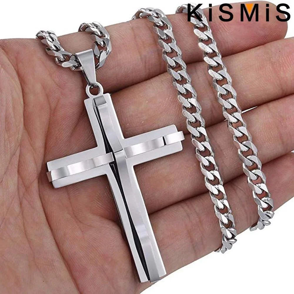 Mens Cross Pendant Necklace Hip Hop Jewelry Fashion Trendy Chain for Men Gift Accessories Stylish Necklace