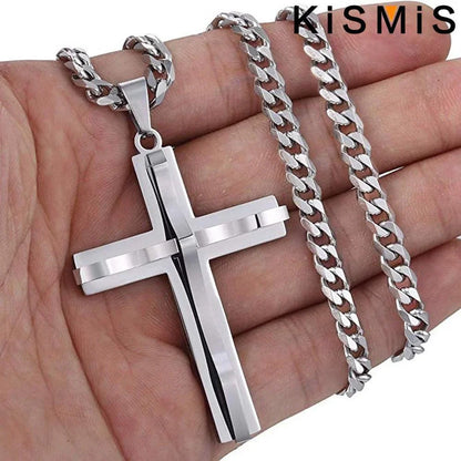 Mens Cross Pendant Necklace Hip Hop Jewelry Fashion Trendy Chain for Men Gift Accessories Stylish Necklace
