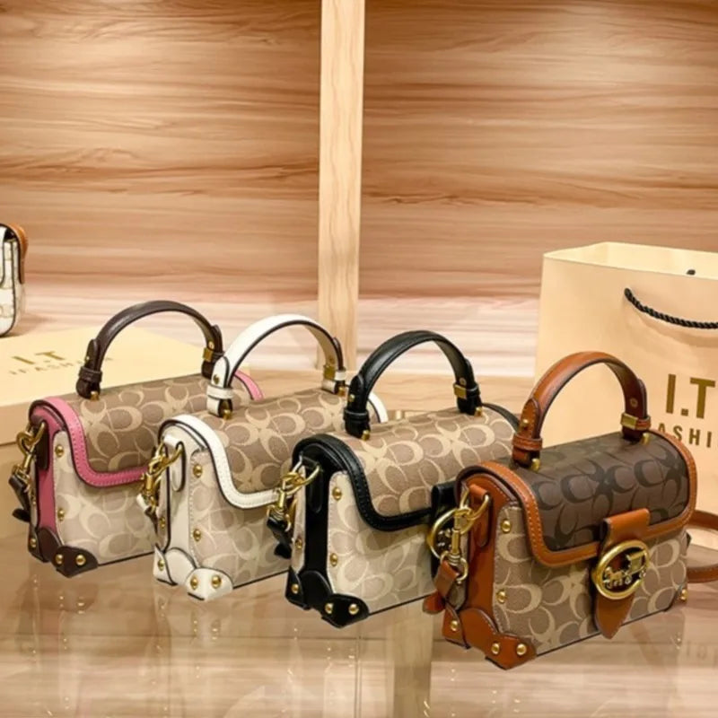 Minimalist Women’s Box Bag – High-End Contrasting Color Crossbody Handbag