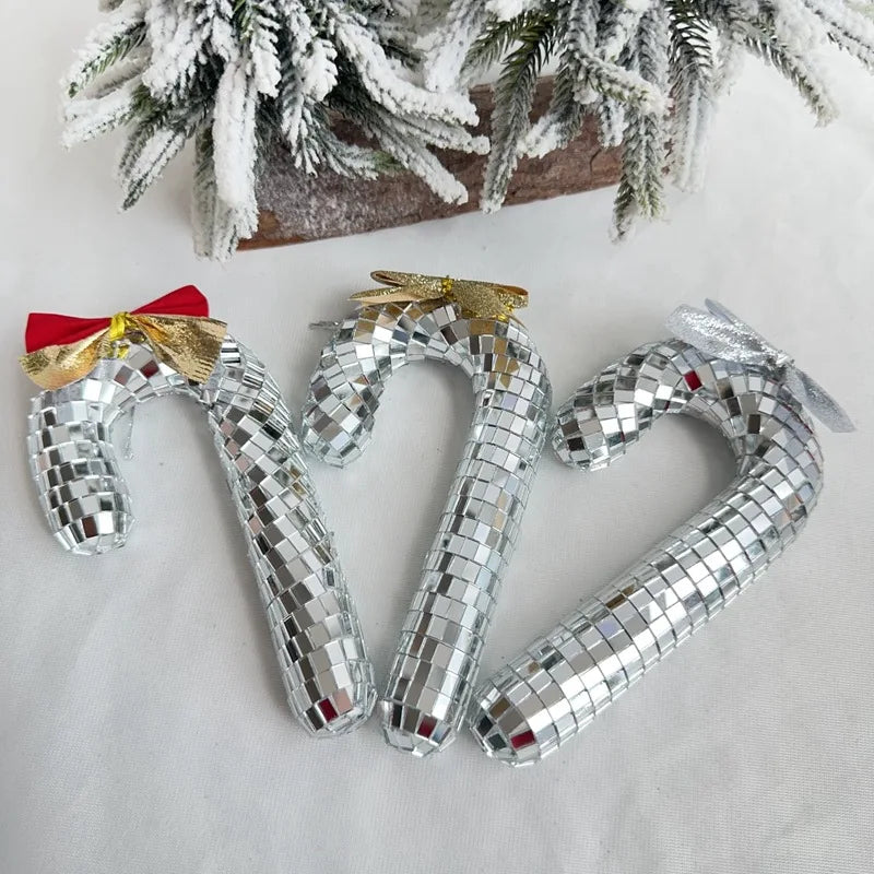 Candy Cane Disco Ball Small Walking Stick Christmas Tree Decoration Pendant Home Decoration Photography Props Decorative Items