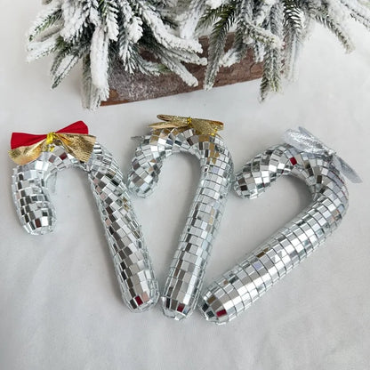 Candy Cane Disco Ball Small Walking Stick Christmas Tree Decoration Pendant Home Decoration Photography Props Decorative Items