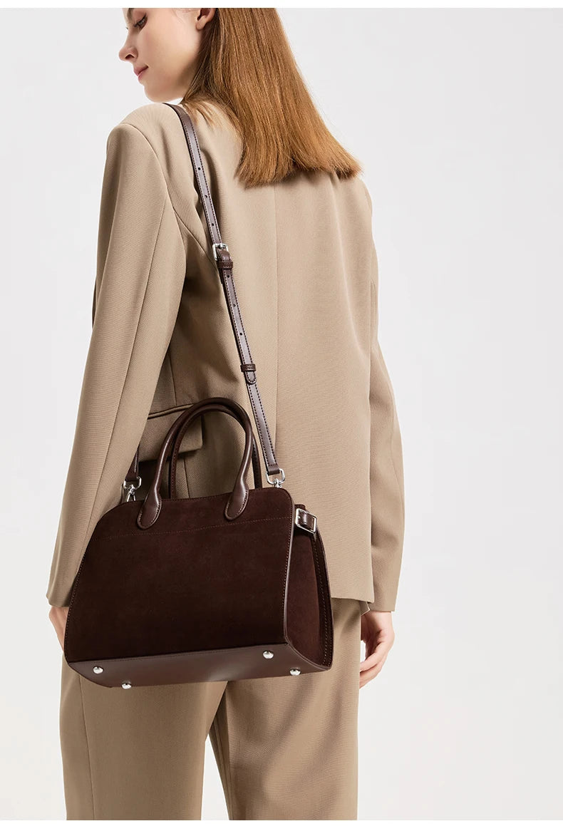 Autumn winter women's Natural Suede leather Crossbody Bag designer Genuine leather