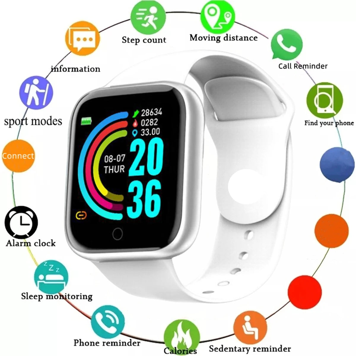 Smart Watch Men Women – Fitness Tracker, Message Alerts, Gift for Android/iOS