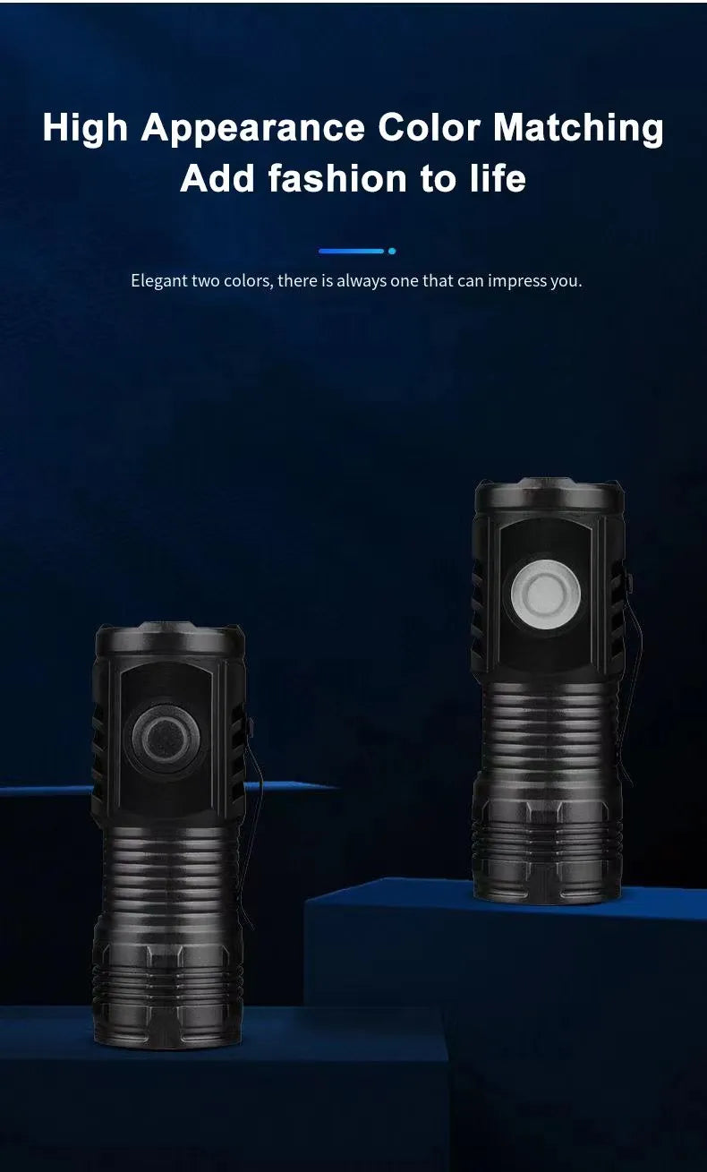 LED Strong Light Flashlight Rechargeable Multi functional for Long Range Portable Outdoor