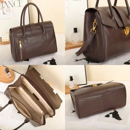 Women's Cow Real Leather Retro Shoulder Bags Ladies Natural Cowhide Bag