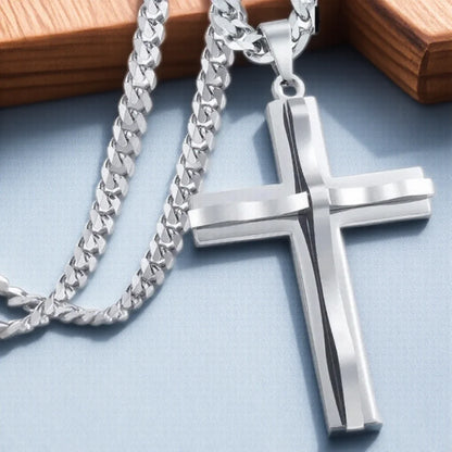Mens Cross Pendant Necklace Hip Hop Jewelry Fashion Trendy Chain for Men Gift Accessories Stylish Necklace