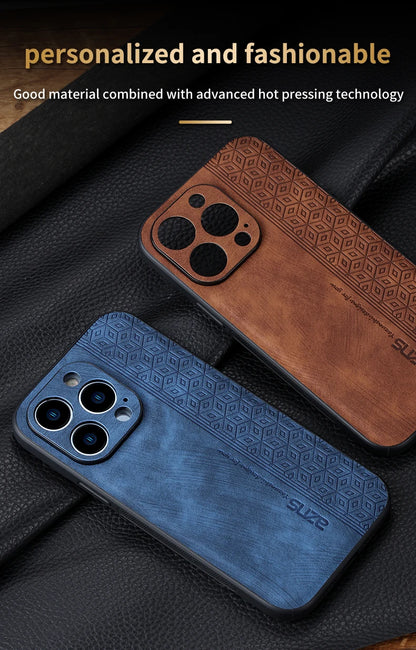 Iphone 11Case for IPhone  15 14Pro Max 13 12 11 Plus XS X XR 8 7 SE20 Luxury Leather Business Elite Shock Proof Cell Phone Cases