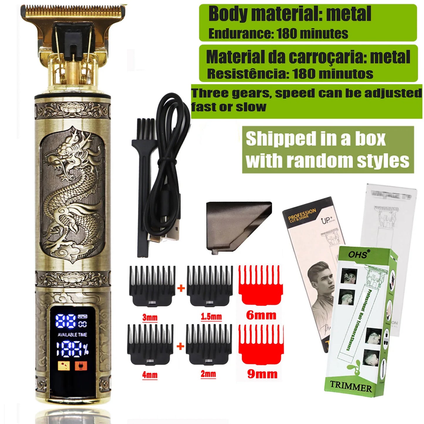 Vintage T9 Hair Clipper Beard Shaving Body Hair Trimmer Clippers Electric Men Haircut 000mm