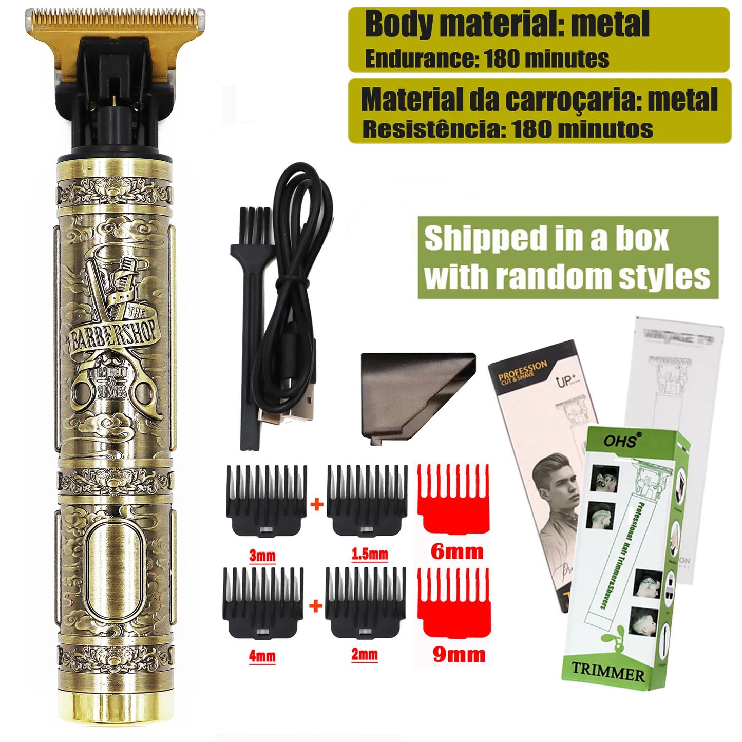 Vintage T9 Hair Clipper Beard Shaving Body Hair Trimmer Clippers Electric Men Haircut 000mm